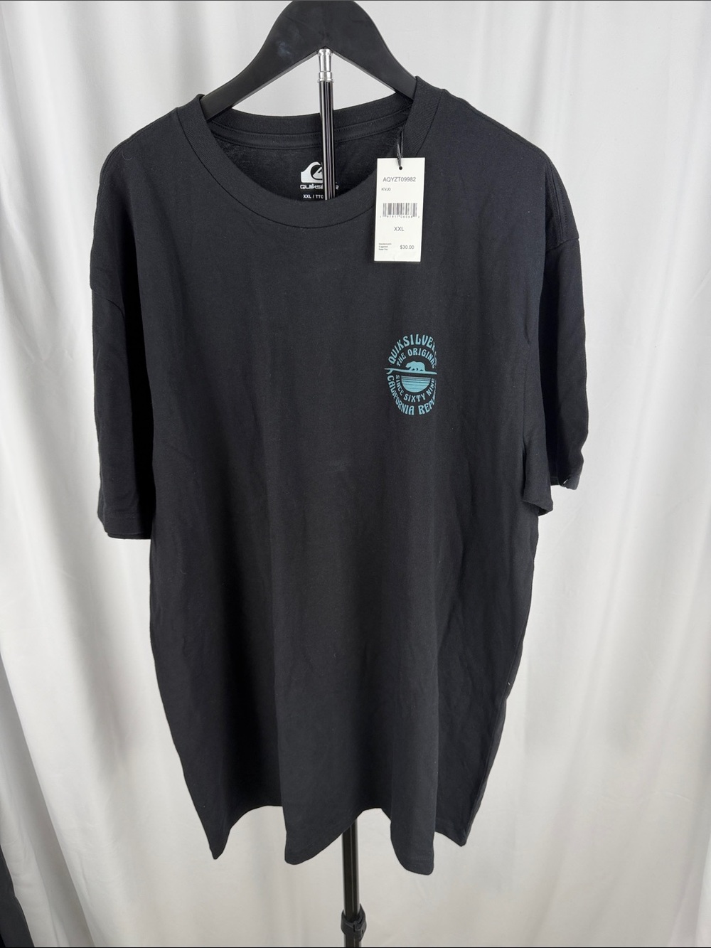 Quiksilver Black Short-Sleeve Tee with Teal Chest Logo
